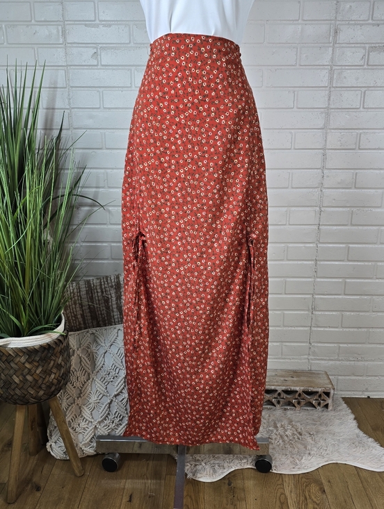 Lulus Dresses & Skirts - Lulus Red Floral Maxi Skirt with Double Front Slits Size Medium
